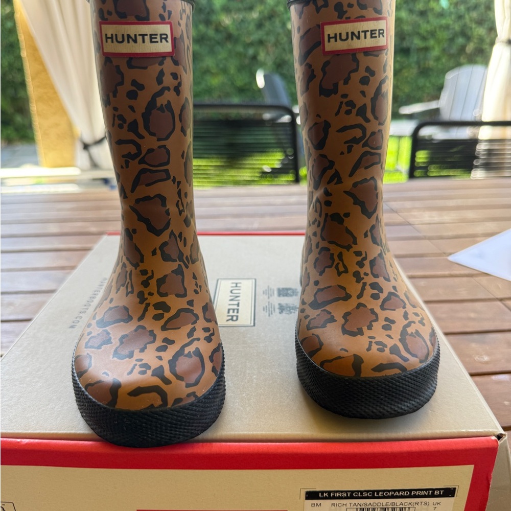 Hunter Tan and Black Animal Print Boots
